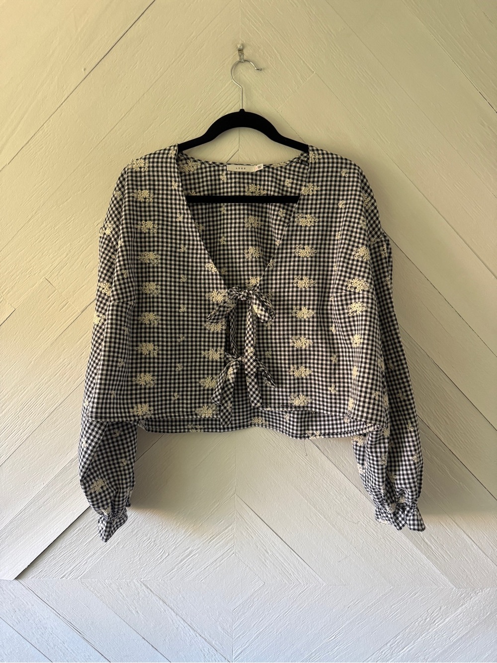 LUSH Open Tie Cropped Blouse